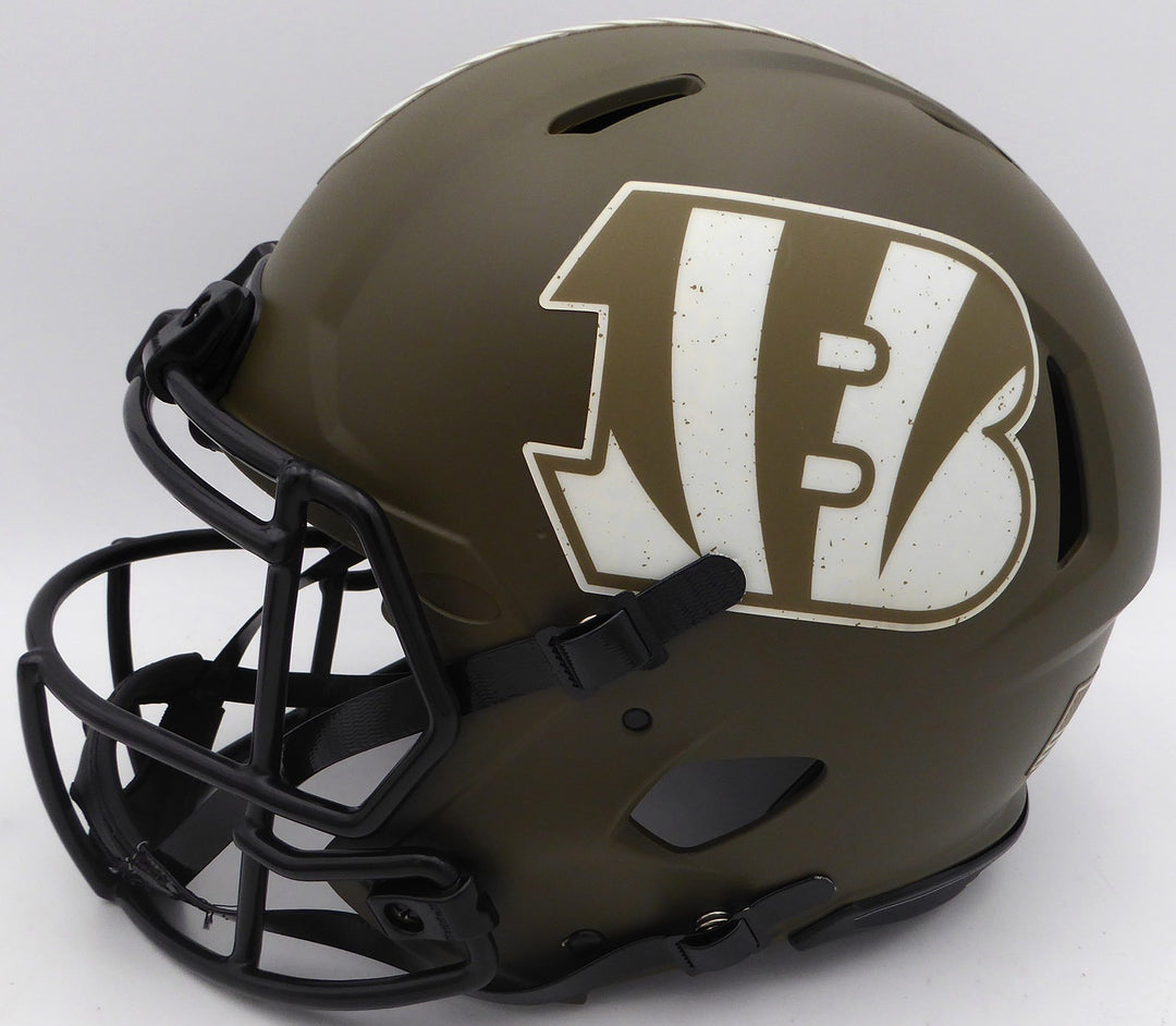 Tee Higgins Auto Bengals Salute To Service Full Size Replica Helmet Beckett 4365
