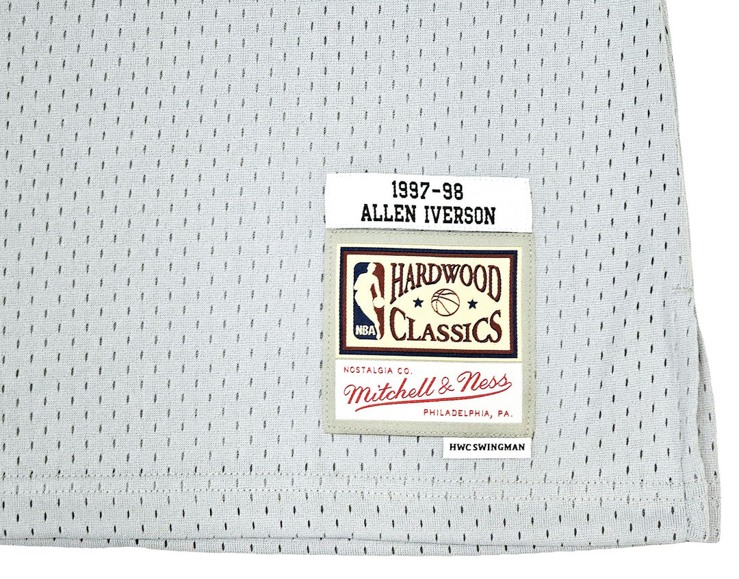 76ers Allen Iverson Auto Grey Auth Mitchell Ness 97 HWC Swingman Jersey XL BAS