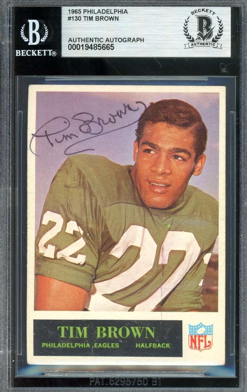 Tim Brown Beckett BAS Signed 1965 Philadelphia Rookie Autograph Eagles