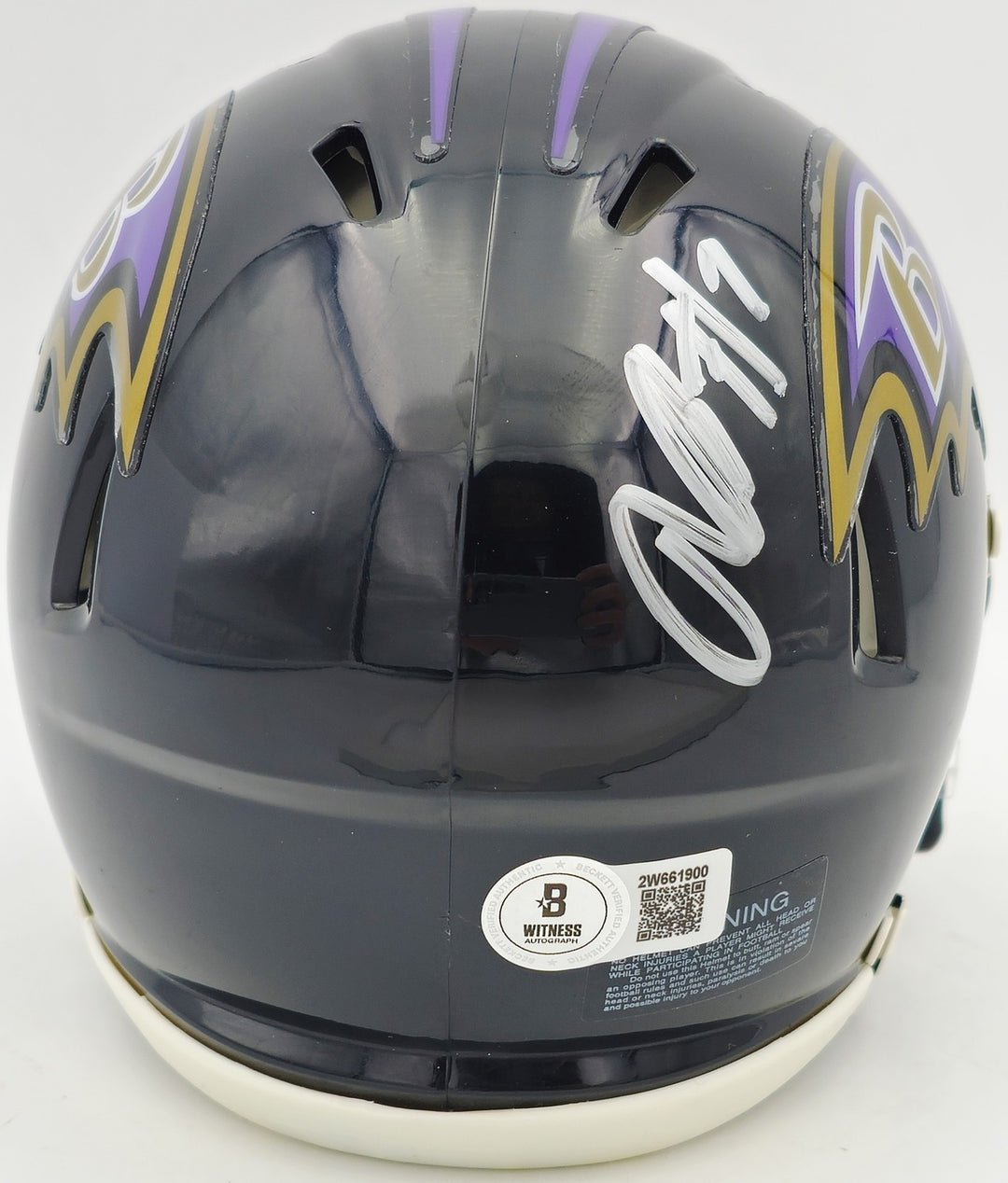 Rashod Bateman Signed Baltimore Ravens Black Speed Mini Helmet Beckett Witness