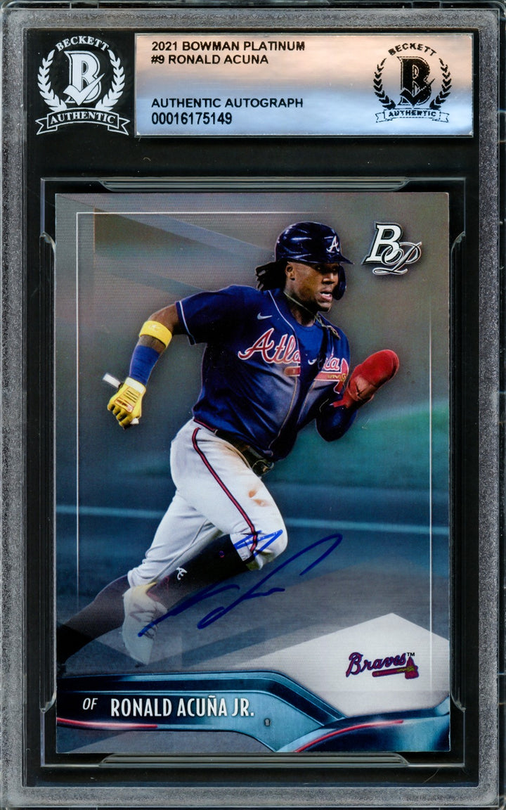 Ronald Acuna Jr. Signed 2021 Bowman Platinum Card #9 Atlanta Braves Beckett
