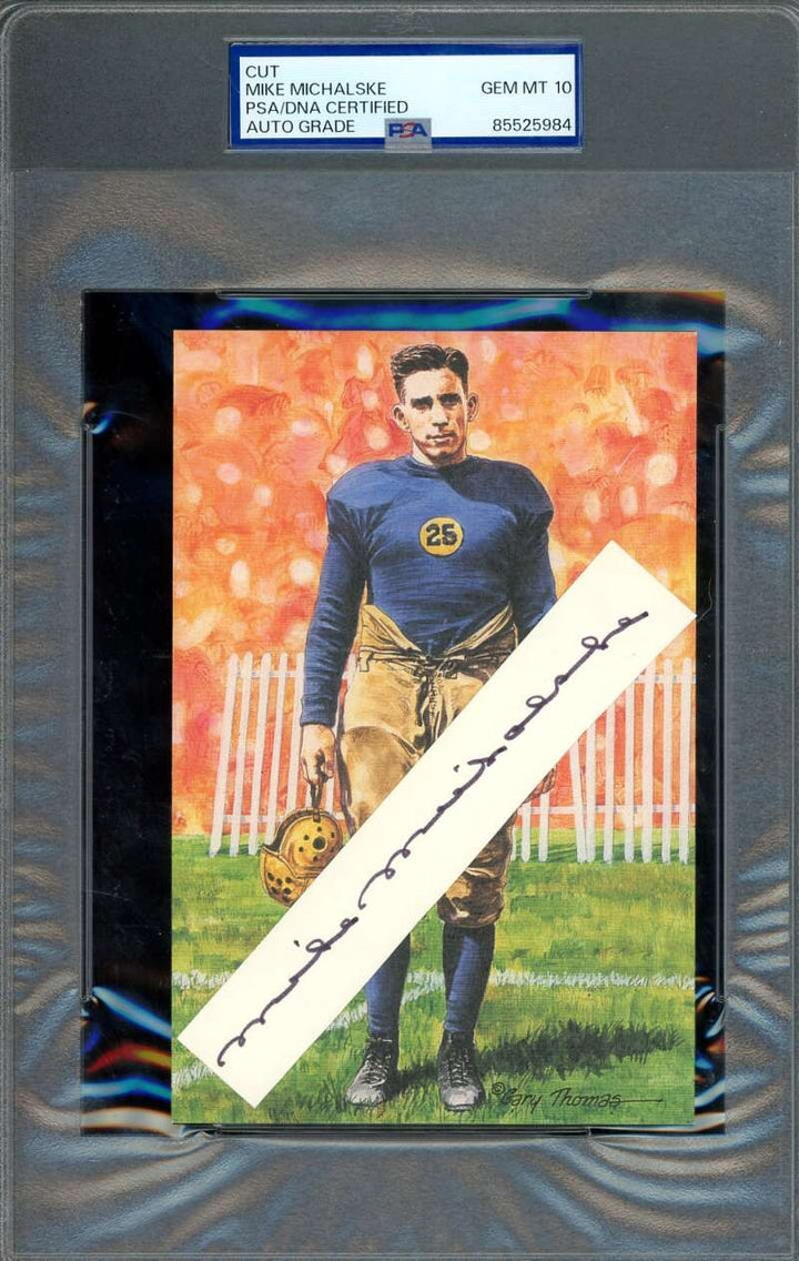 Mike Michalske Gem Mint 10 PSA DNA Signed Goal Line Art Card Cut GLAC Autograph