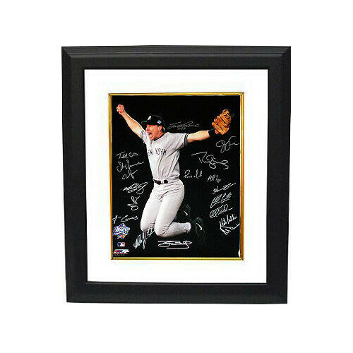 1998 New York Yankees WS 16x20 Photo Framed 18 sigs Scott Brosius MVP - BAS LOA
