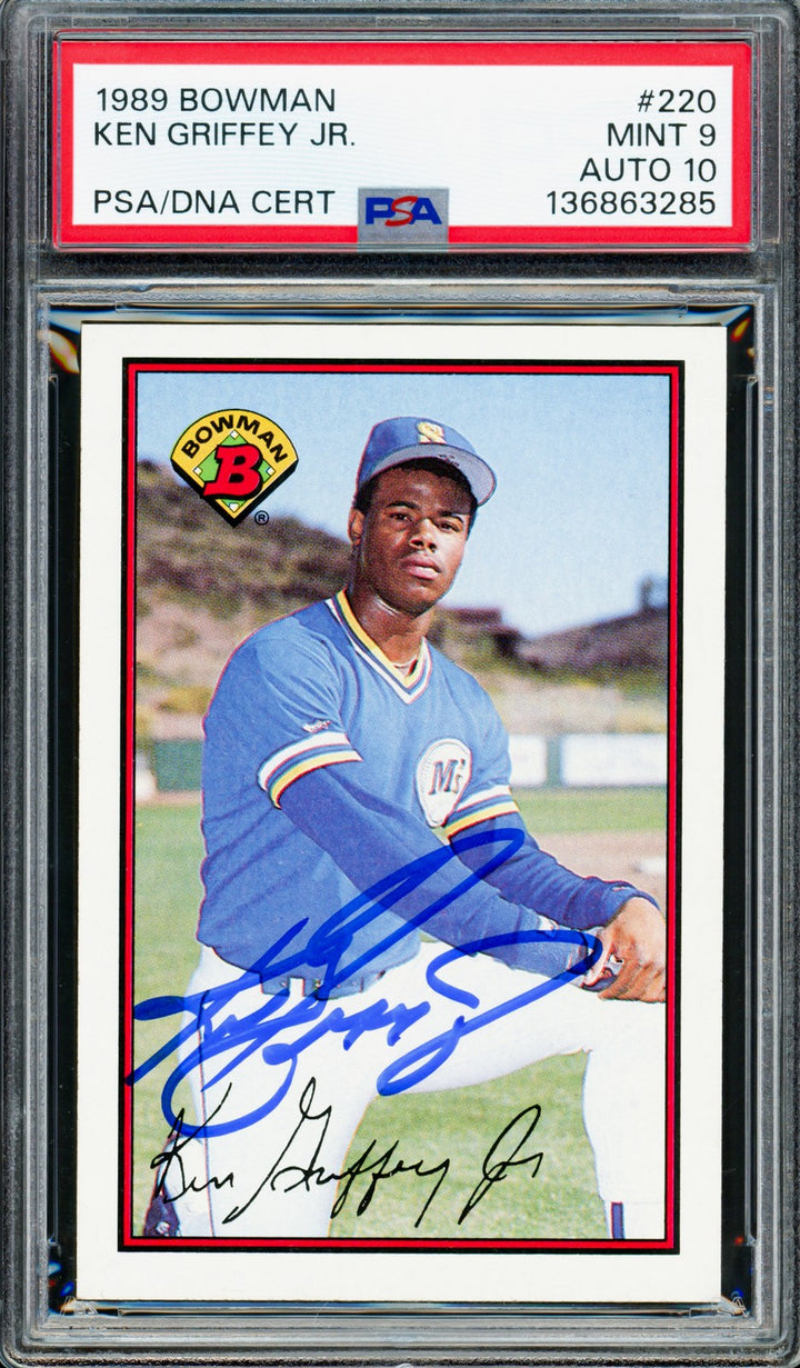 Ken Griffey Jr. Signed 1989 Bowman RC 220 Seattle Mariners PSA 9 Sig 10 PSA/DNA