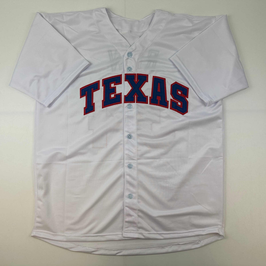 Facsimile Autographed Nolan Ryan Texas White Reprint Laser Auto Jersey Men's XL