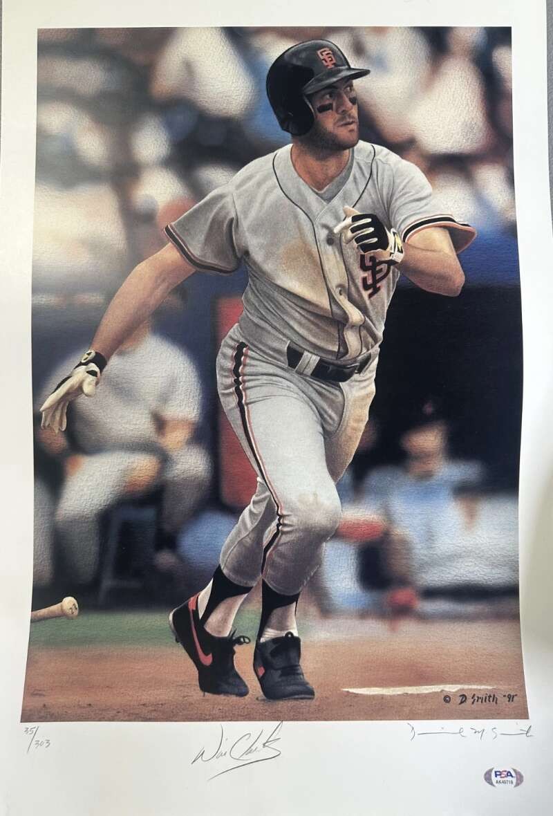 Will Clark PSA DNA Signed 14x22 Base Hit Artist Proof Print /47 Photo Autograph