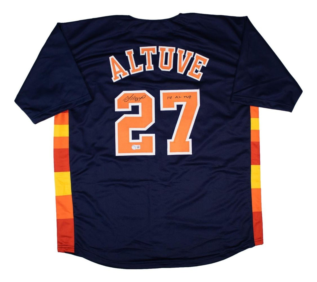 Jose Altuve Houston Signed Navy Baseball Jersey 17 AL MVP BAS