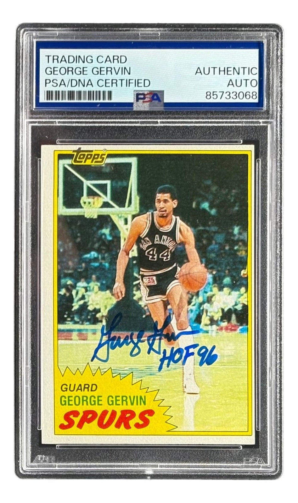 George Gervin Signed 1981 Topps #37 Spurs Trading Card HOF 96 PSA/DNA