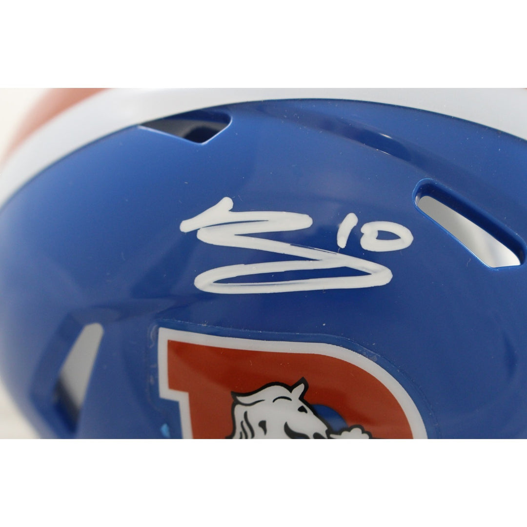 Bo Nix Autographed Denver Broncos TB 75-96 Mini Helmet Beckett Witness 57260