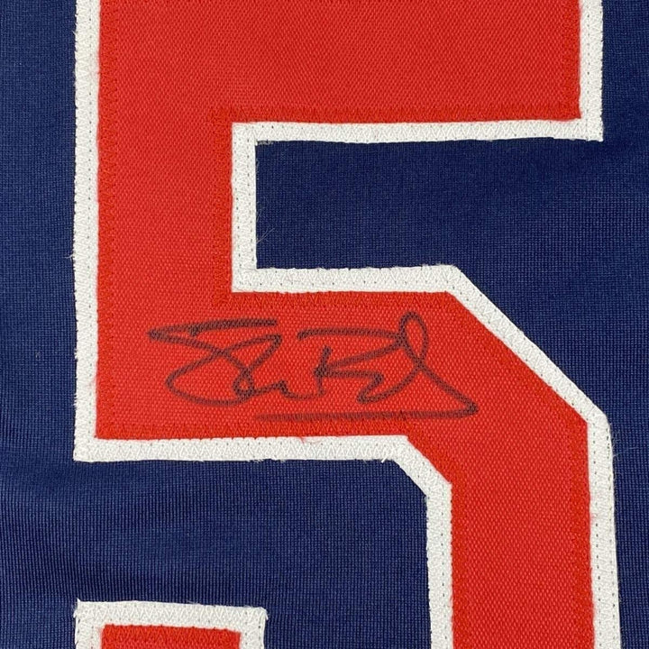 FRAMED Signed SHANE BIEBER 35x39 Cleveland Blue Jersey JSA COA Auto