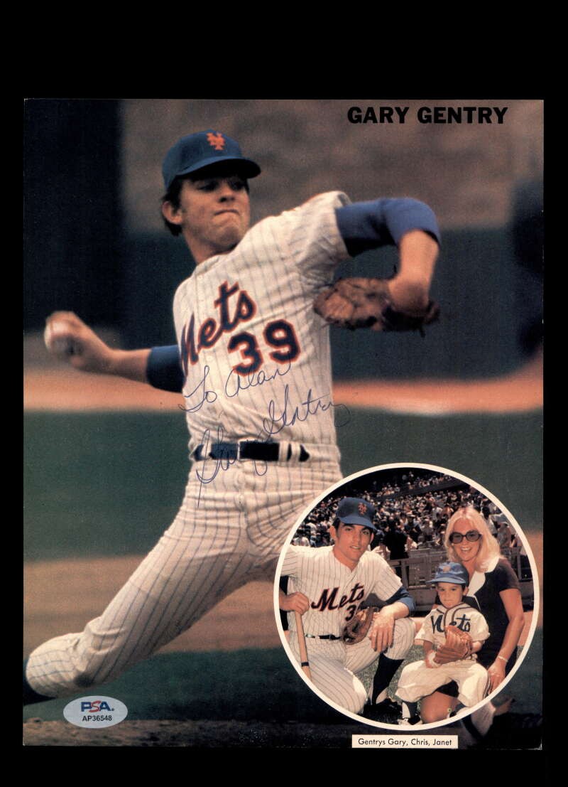 Gary Gentry PSA DNA Signed Vintage 8x10 Photo Autograph 1969 Mets