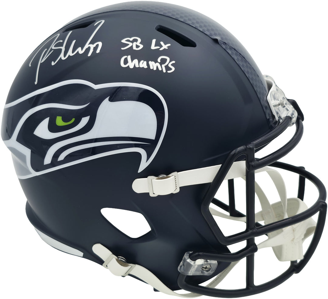 Rashid Shaheed Signed Seahawks Blue Full Size Speed Replica Helmet MCS Holo