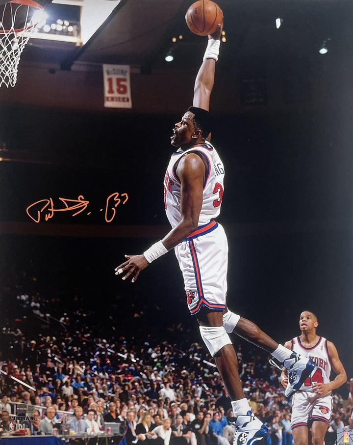Patrick Ewing Signed Knicks 16x20 Framed Photo Dunk Autograph Steiner HoF