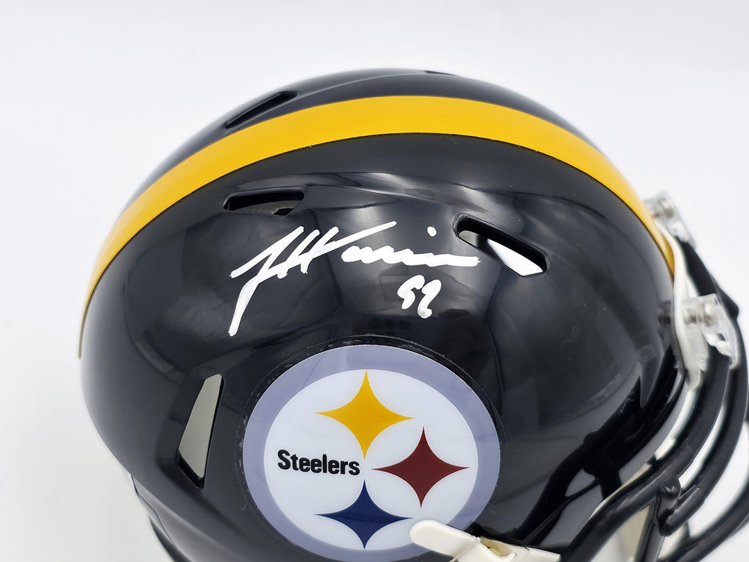 James Harrison Signed Pittsburgh Steelers Black Speed Mini Helmet Beckett Wit