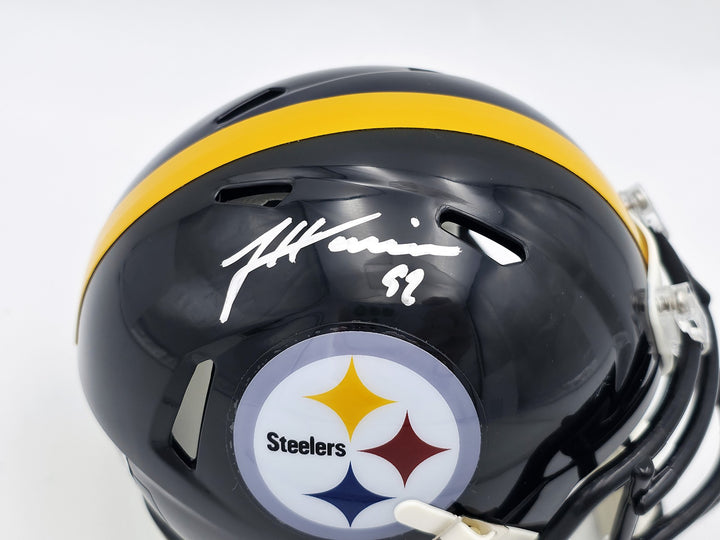 James Harrison Signed Pittsburgh Steelers Black Speed Mini Helmet Beckett Wit