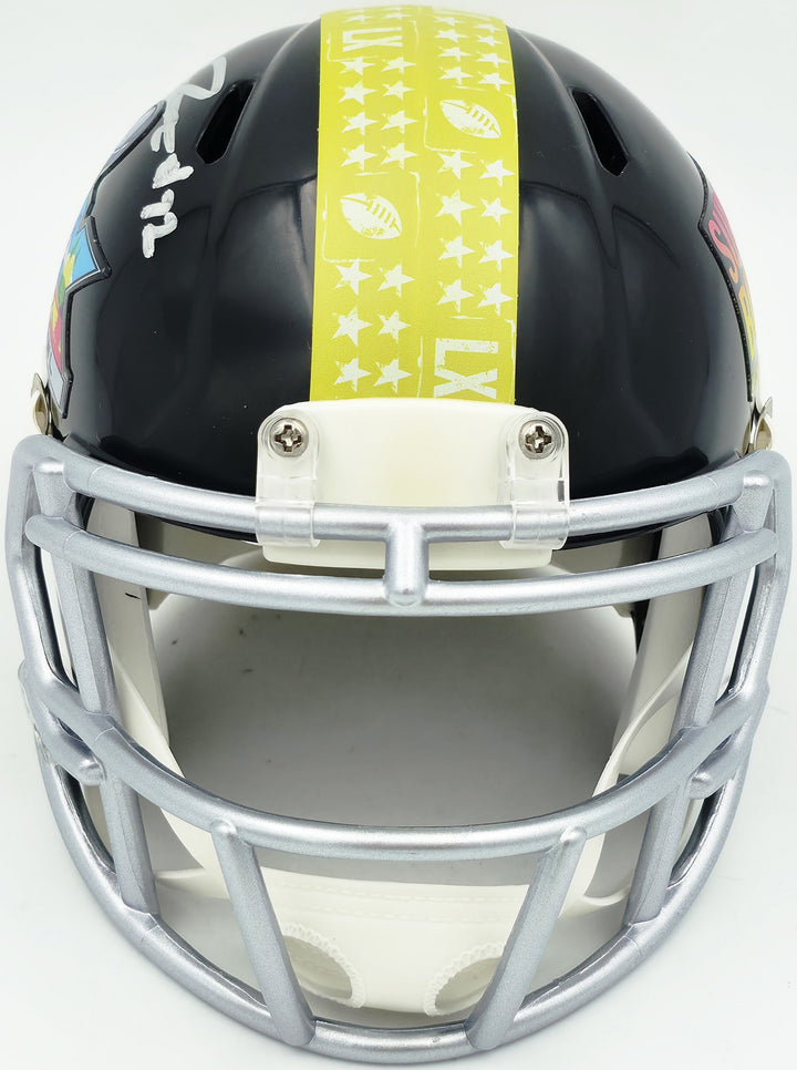 Abraham Abe Lucas Signed Seahawks Black SB LX Logo Speed Mini Helmet MCS Holo