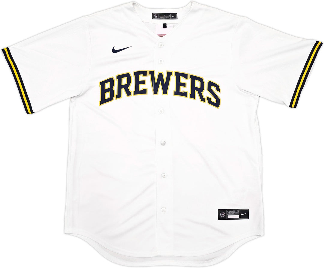 Milwaukee Brewers Jackson Chourio Auto Signed Cream Nike Jersey Size L Beckett