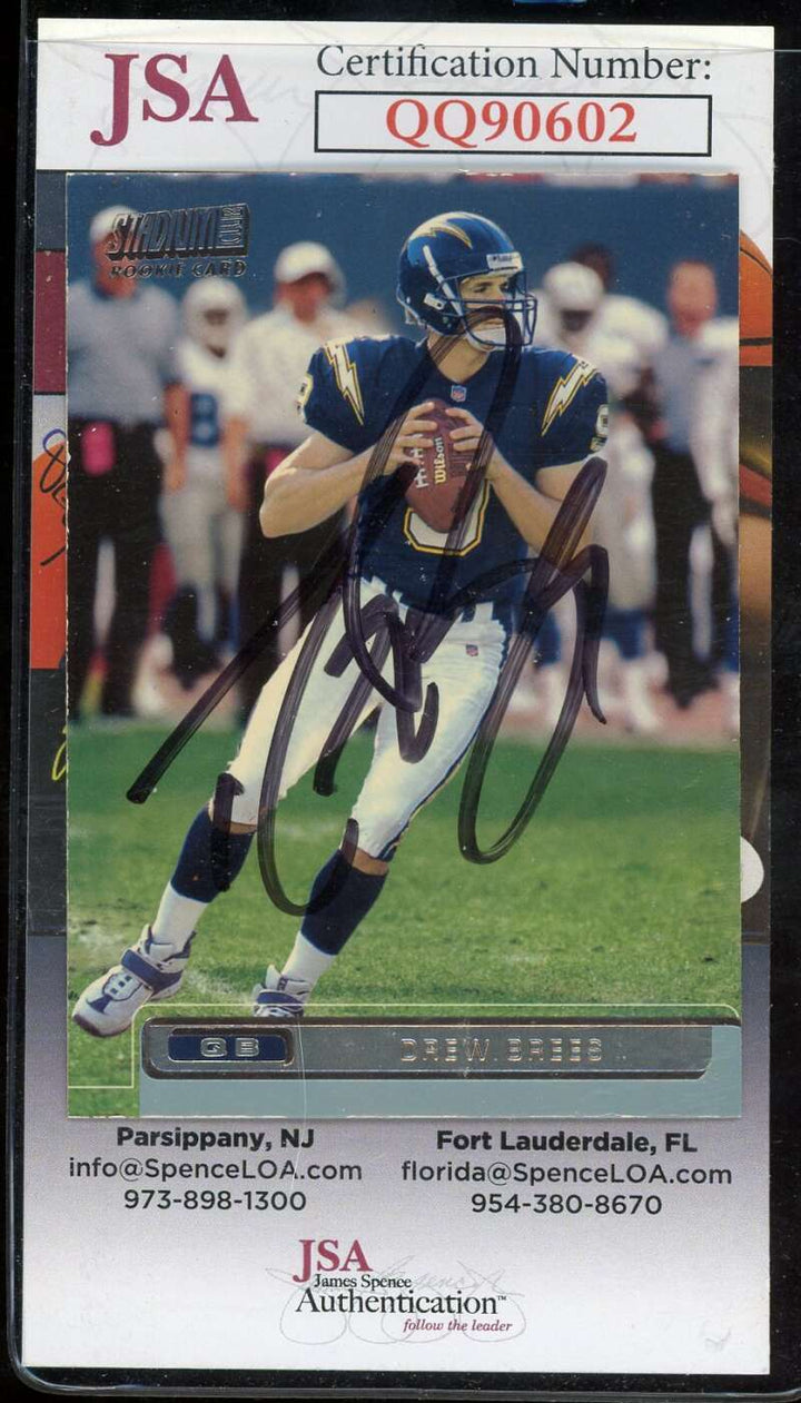 Drew Brees JSA Coa Signed 2001 Topps Stadium Club Rookie Autograph