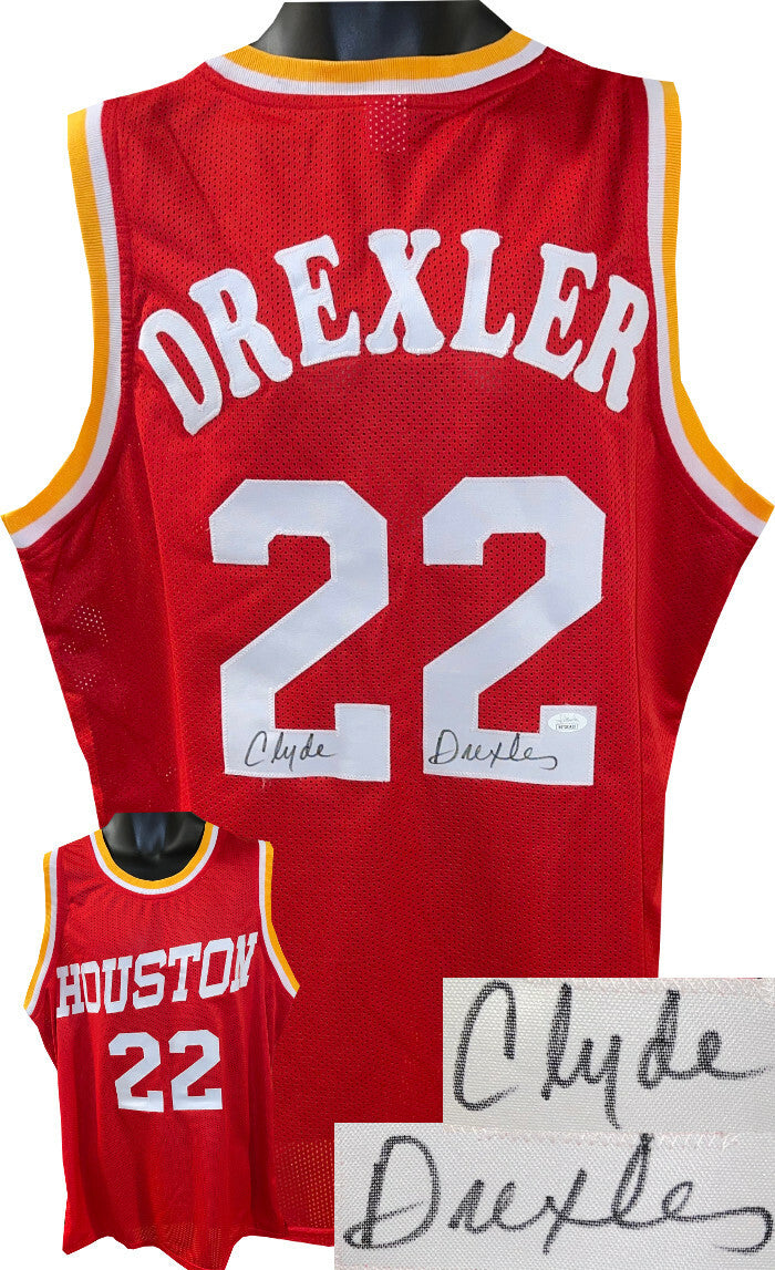 Clyde Drexler signed Houston TB Custom Stitched Pro Style Jersey - JSA Witnessed