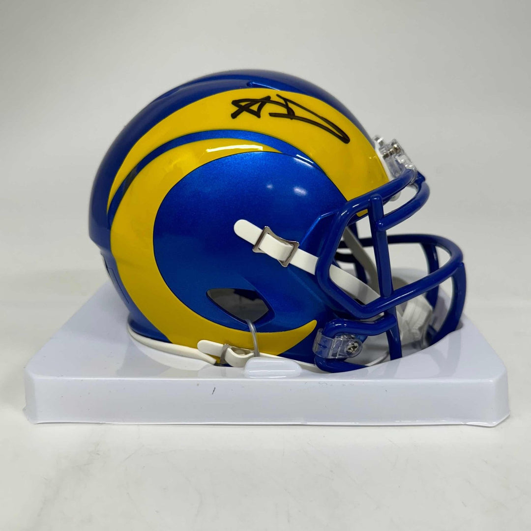 Autographed/Signed Aaron Donald LA Rams Speed Mini Helmet Beckett COA