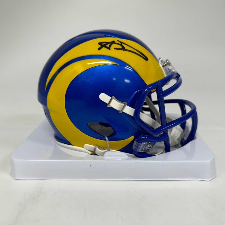 Autographed/Signed Aaron Donald LA Rams Speed Mini Helmet Beckett COA