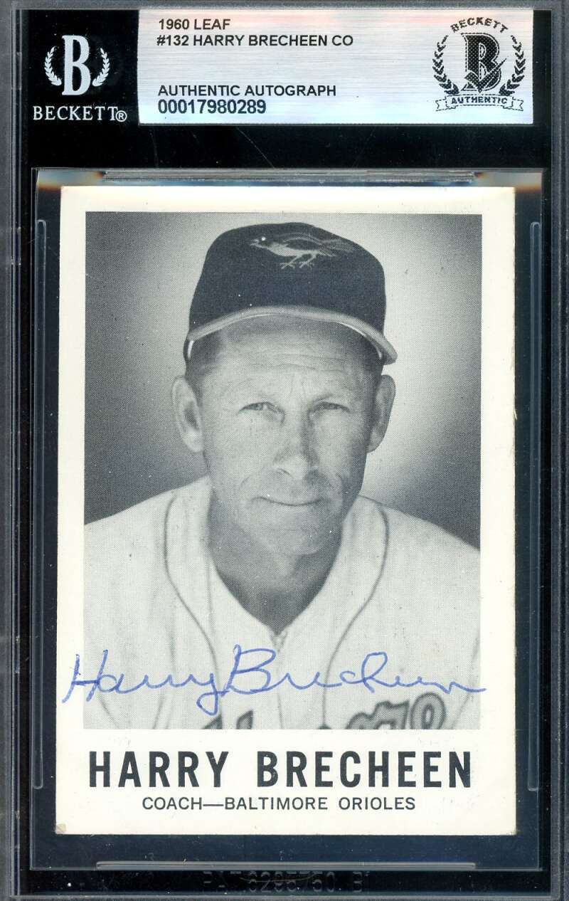 Harry Brecheen Beckett BAS Vintage Signed 1960 Leaf Autograph