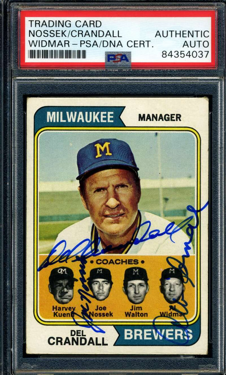 Del Crandall Joe Nossek Al Widmar PSA DNA Coa Signed 1974 Topps Autograph