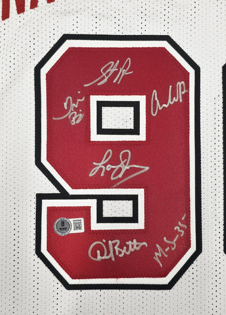 UNLV Runnin Rebels 1990 NCAA Champ Auto White Jersey 13 Sig Larry Johnson Becket