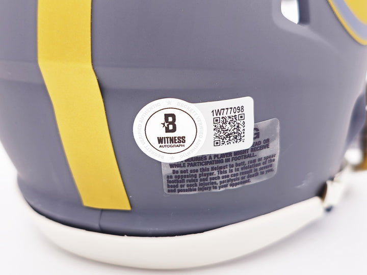 Terry Bradshaw Signed Steelers Slate Gray Speed Mini Helmet Beckett Wit