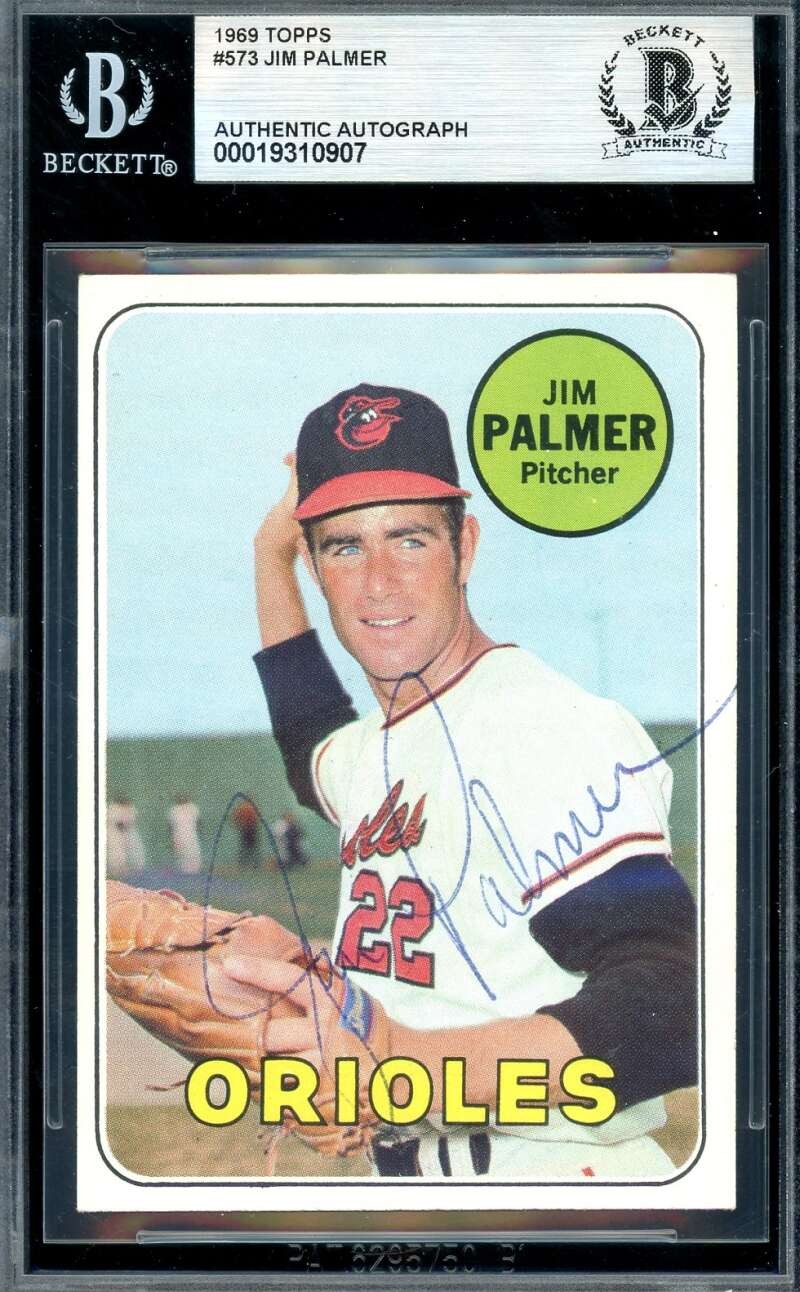 Jim Palmer Beckett BAS Vintage Signed 1969 Topps Autograph Orioles