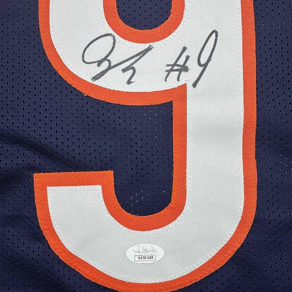Framed Autographed/Signed Jaquan Brisker 35x39 Chicago Blue Jersey JSA COA