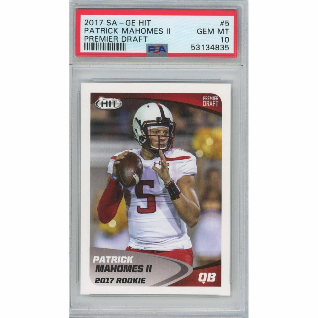 Graded 2017 Sage SA-GE Hit Premier Draft PATRICK MAHOMES #5 Rookie Card PSA 10