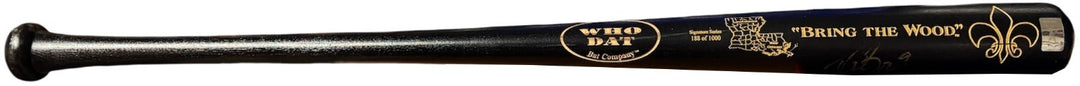 Drew Brees signed Bring The Wood Who Dat Saints Eng Hand Painted Bat- BREES HOLO