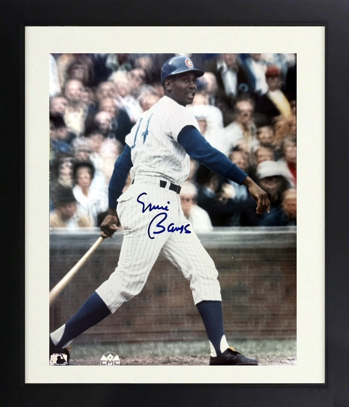 Ernie Banks signed Chicago Cubs MLB Licensed 8x10 Photo minor dings Framed - COA
