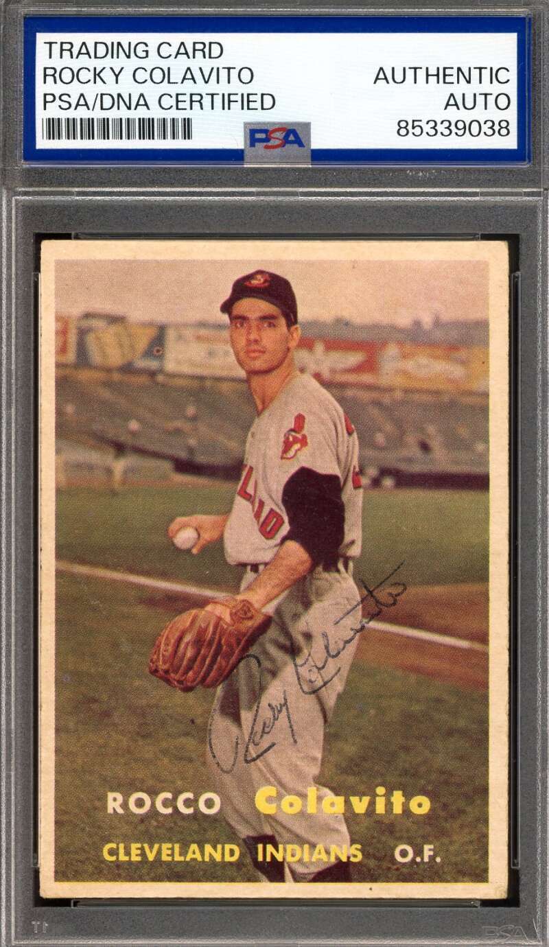 Rocky Colavito PSA DNA Vintage Signed 1957 Topps Rookie Autograph