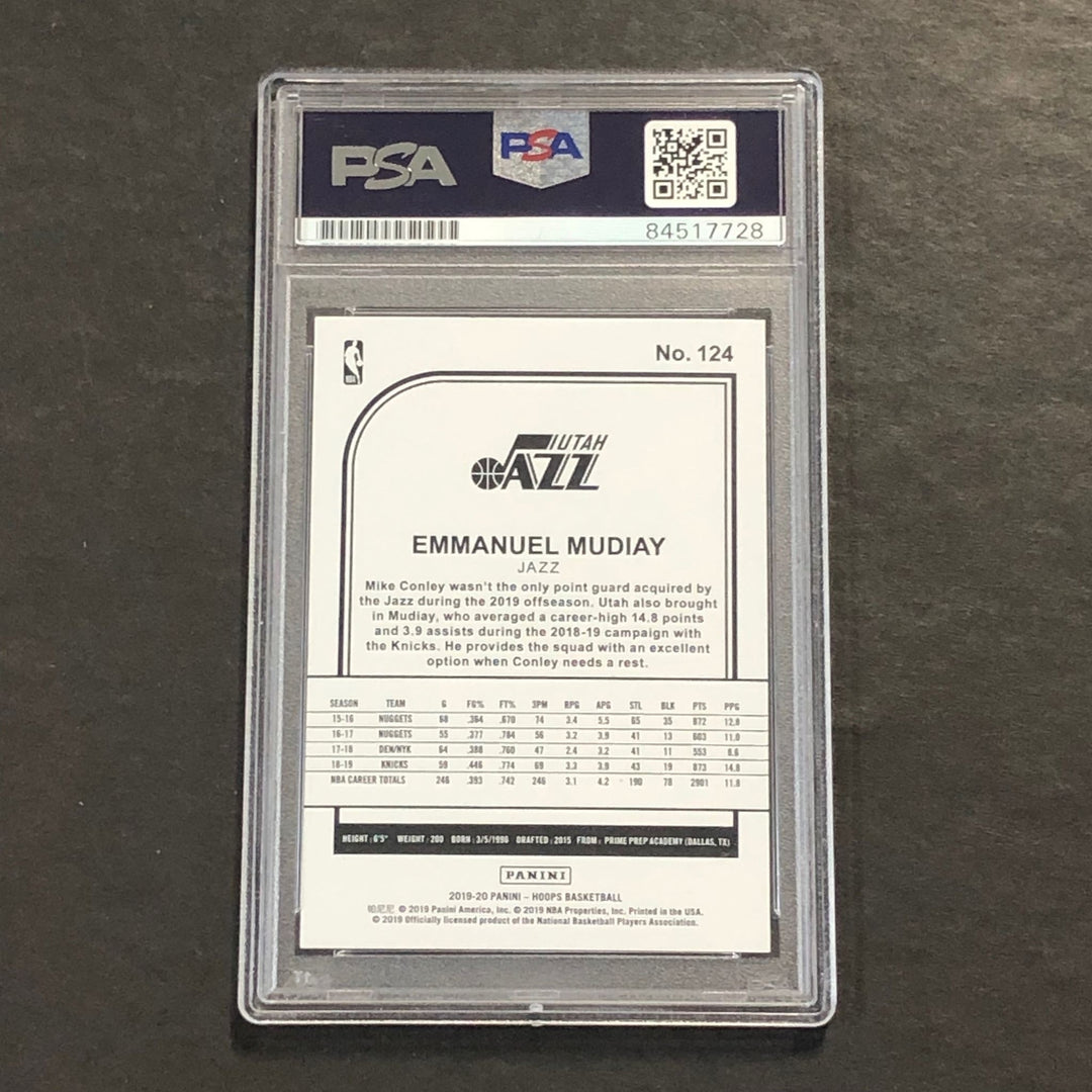 2019-20 Panini NBA Hoops #124 Emmanuel Mudiay Signed Card AUTO PSA Slabbed Jazz