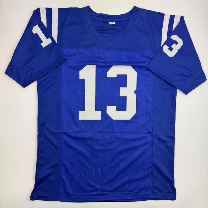 Autographed/Signed Mike Vanderjagt Indianapolis Blue Jersey JSA COA