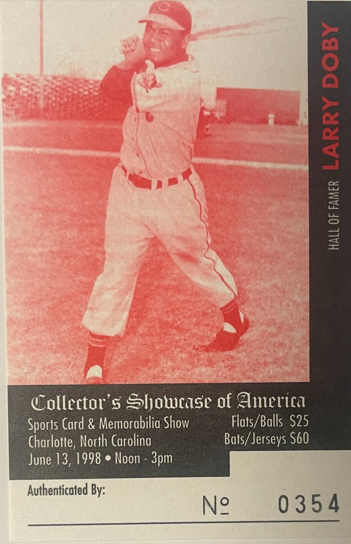 Larry Doby signed Cleveland MLB 8x10 Photo - COA/CSA Show Ticket/Photo/HOF/7X AS