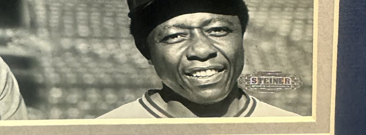 Hank Aaron Signed 16x20 Framed Career 715 Photo Braves Auto Steiner COA HOF