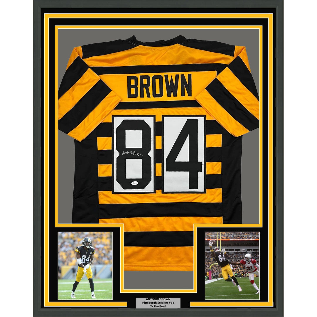 Framed Autographed/Signed Antonio Brown 35x39 Pittsburgh BB Jersey JSA COA