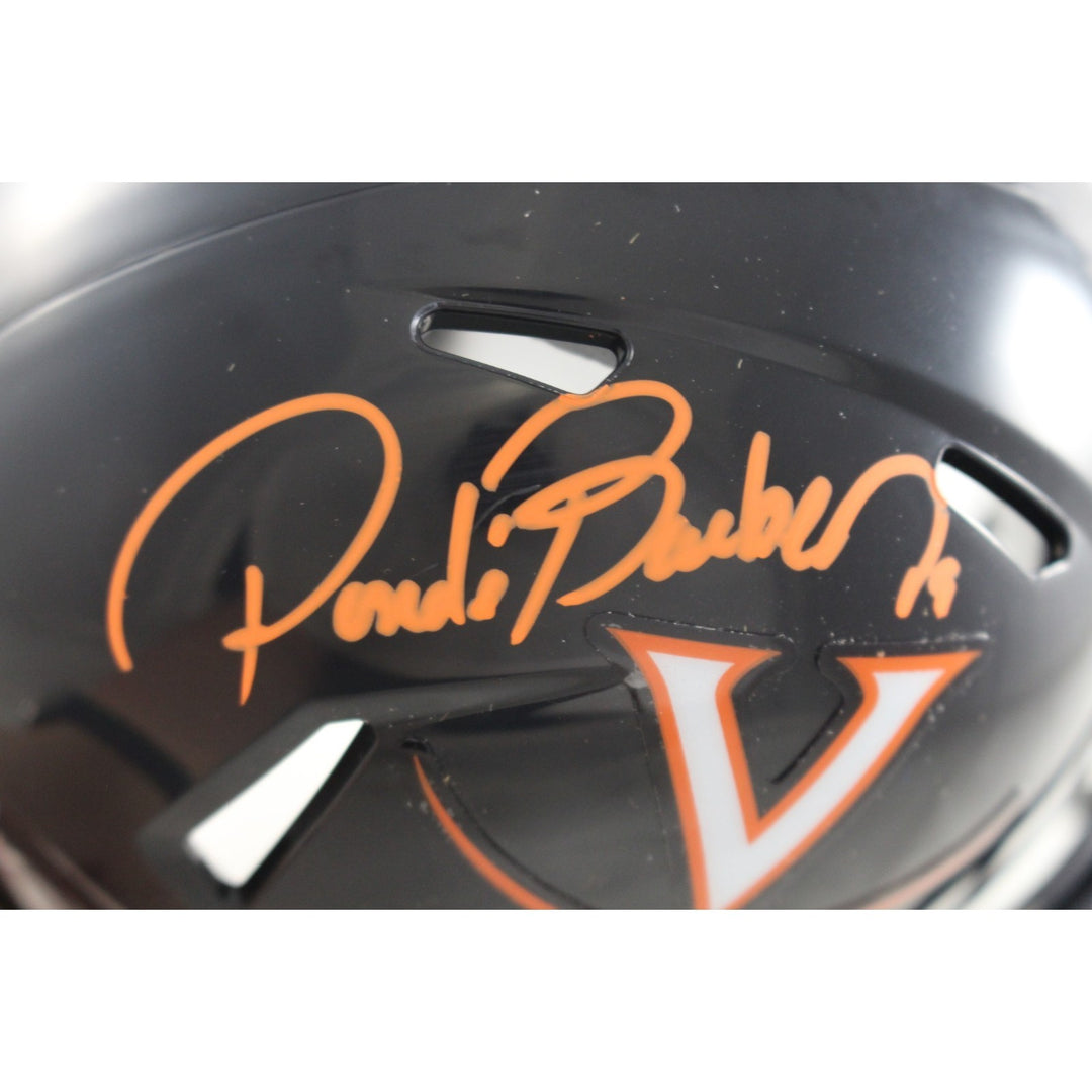 Ronde Barber Autographed Virginia Cavaliers Black Mini Helmet Beckett WIT 55447