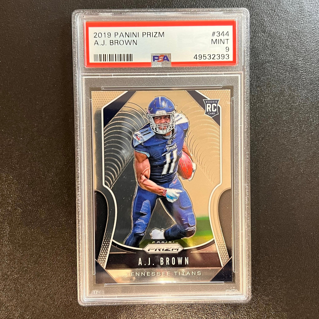 2019 Panini Prizm #344 AJ Brown Card PSA MINT 9 Slabbed Titans RC