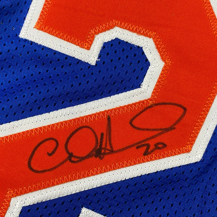 Autographed/Signed Allan Houston New York Blue Jersey PSA/DNA COA