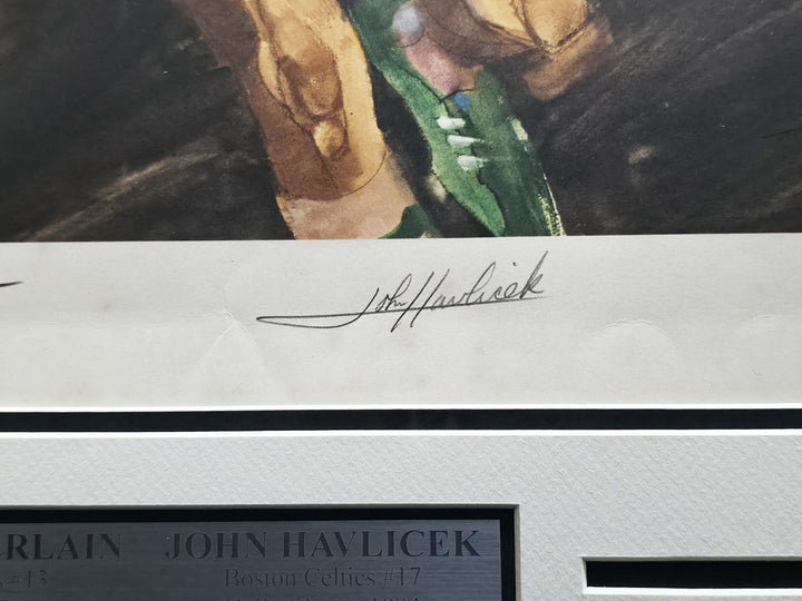 Wilt Chamberlain John Havlicek Auto Framed 18x22 Lithograph Photo #/1000 Beckett