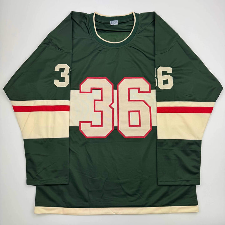 Autographed/Signed Mats Zuccarello Minnesota Green Hockey Jersey Beckett BAS COA