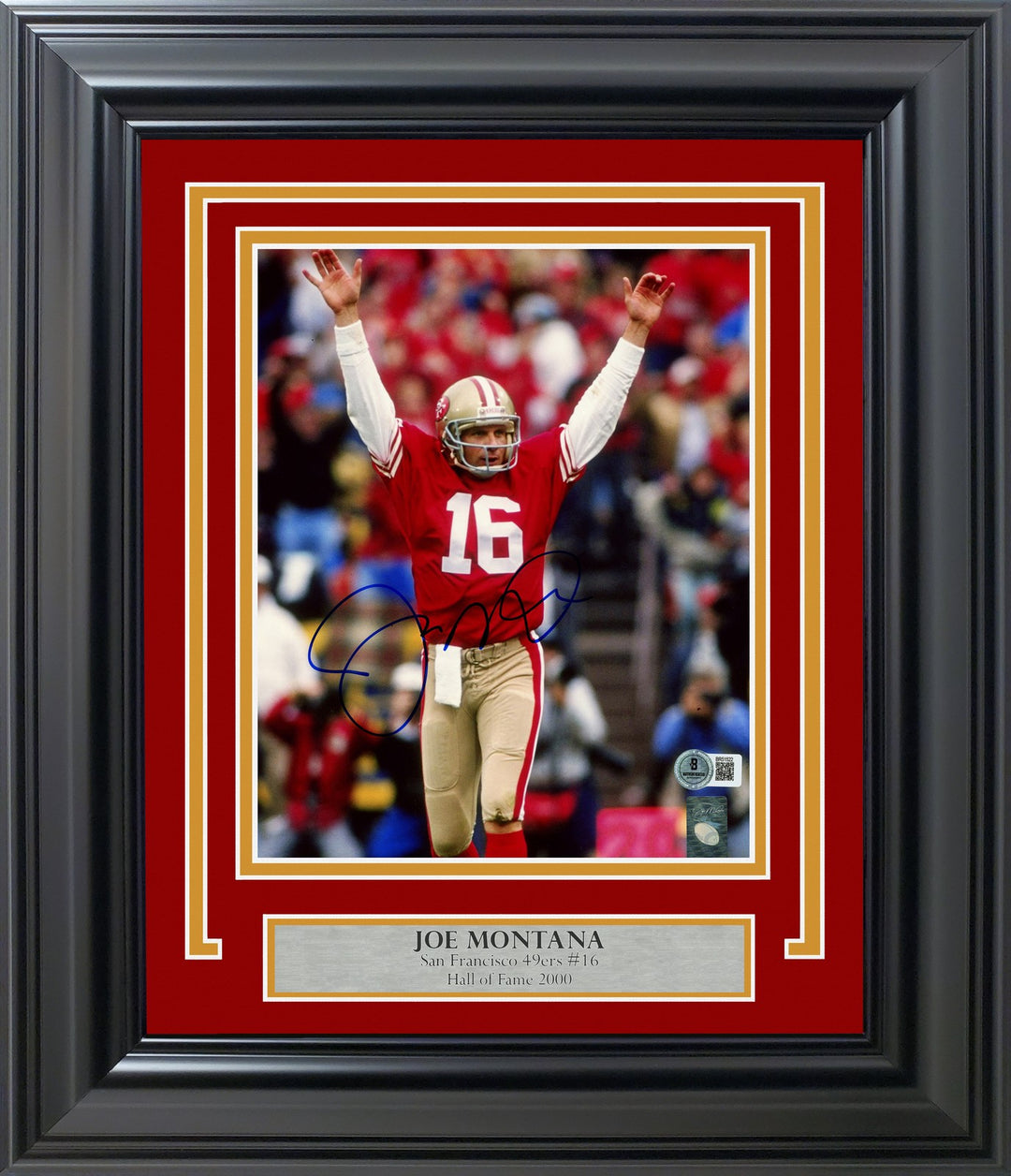 Joe Montana Signed Framed 8x10 Photo San Francisco 49ers Beckett BAS QR