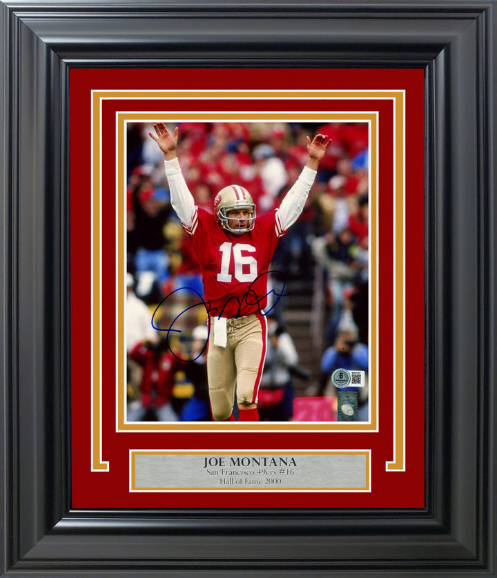 Joe Montana Signed Framed 8x10 Photo San Francisco 49ers Beckett BAS QR