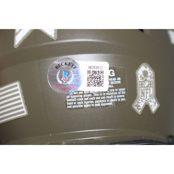 Michael Strahan Signed New York Giants Salute Mini Helmet Beckett 42694