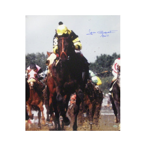 Jean Cruguet signed 1977 Kentucky Derby Seattle Slew 16x20 Photo w/ Slew 77-LEAF