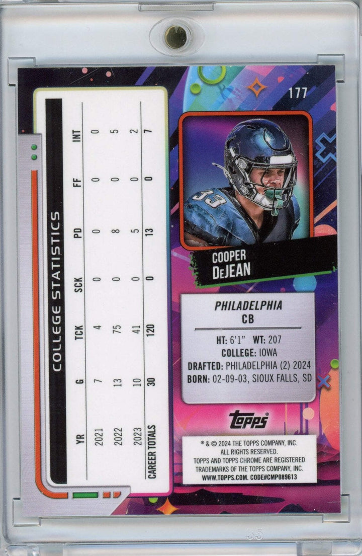 2024 Topps Cosmic Chrome Cooper DeJean #177 Spacedust REF /75 RC Football Card